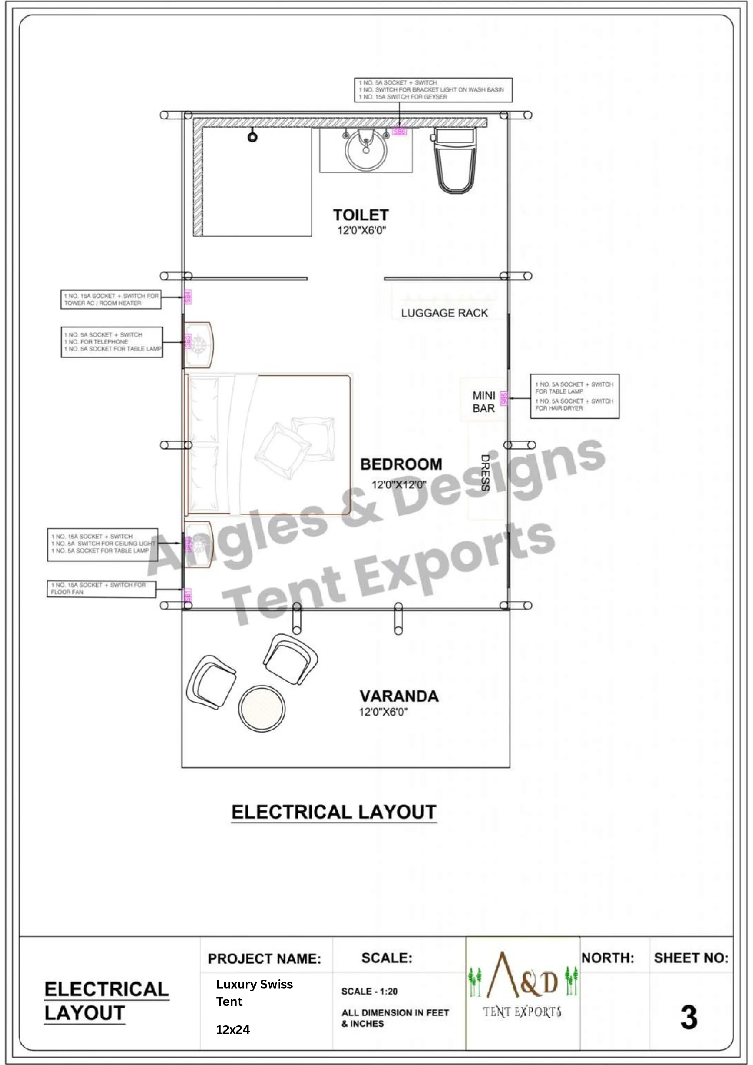 12x24 Tent Electrical Layout